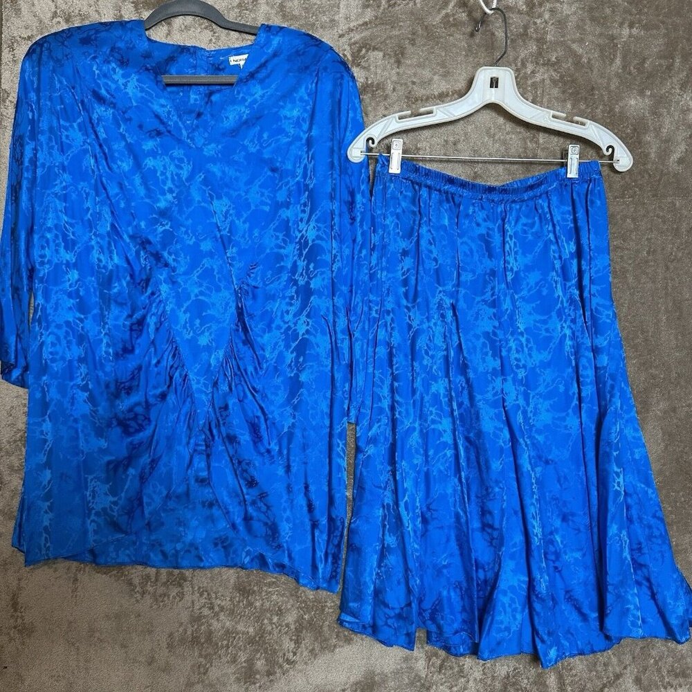 Nora Noh 100% Silk Vintage ‘80’s Women’s Dress Shirt And Skirt  Size 12